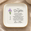 Personalized Birth Flower Jewelry Dish – Custom Name Gift from Mom